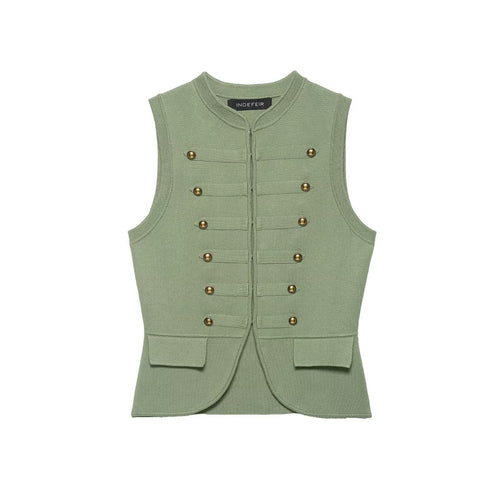 Damen raffinierte Utility-Weste im Militärstil mit Knopfdetails Echo Archiv