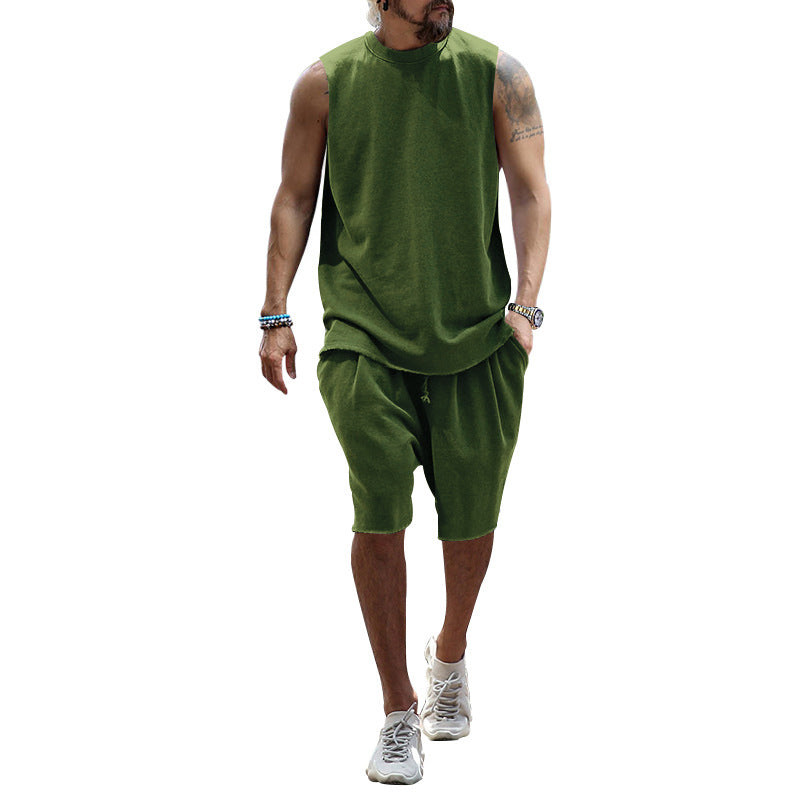 Herren sportliches Tanktop und Shorts-Set aus hochwertigem Baumwollmix Echoarchiv