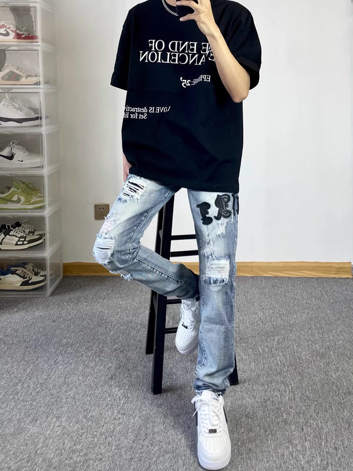 Herren Modische Oversized T-Shirt mit grafischem Print Echoarchiv