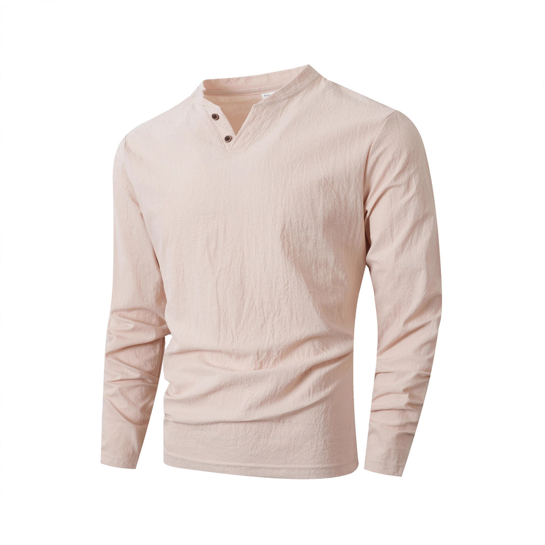 Herren Langarmshirt mit modernem Stehkragen und Knopfdetails Echoarchiv