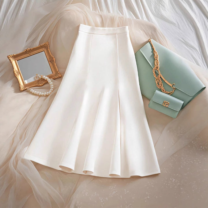 Damen Eleganter Midirock mit Knopfdetails und schwingendem Saum Echo Archiv