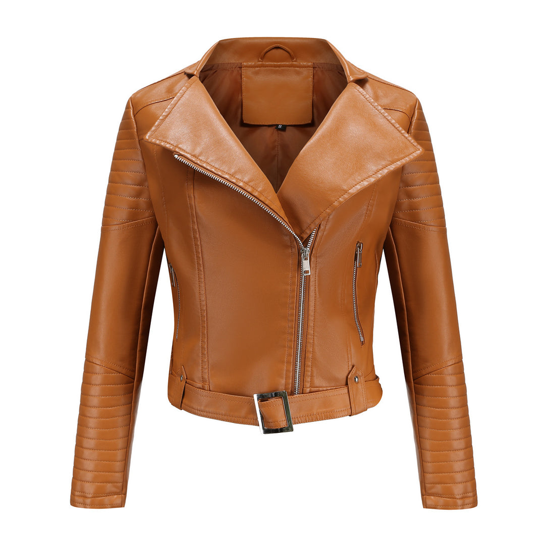 Damen nan kurz geschnittene Motorradjacke in Biker-Optik mit asymmetrischem Reißverschluss und gesteppter Ärmelpartie Echo Archiv