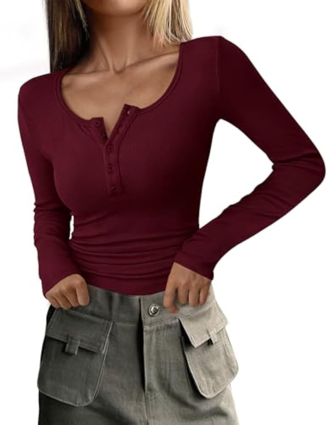 Damen Langarmshirt mit Knopfdetails Echo Archiv