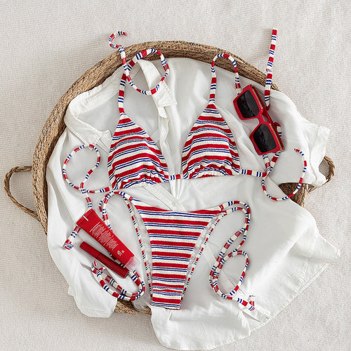 Damen Triangel-Bikini mit verspieltem Streifenmuster Echo Archiv