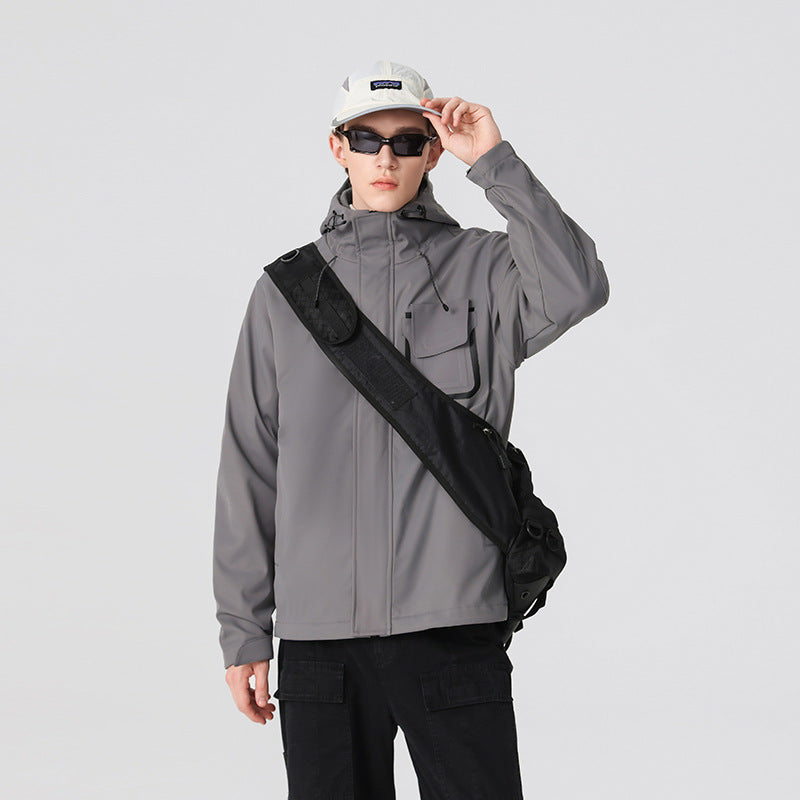 Herren Technische Funktionsjacke mit Kapuze, wasserabweisendem Softshell und Brustklappen-Tasche Echo Archiv