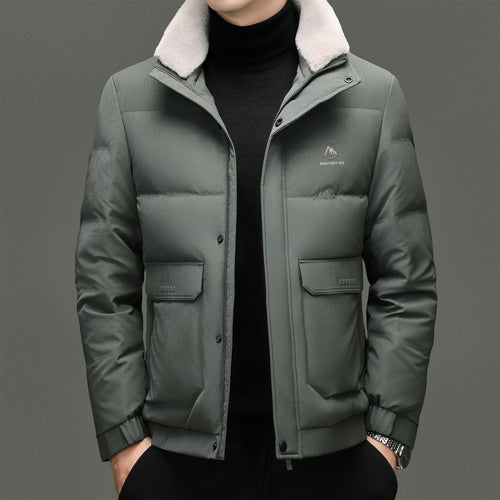Herren gesteppte Winterjacke mit weichem Kunstfellkragen und praktischen Taschen Echoarchiv