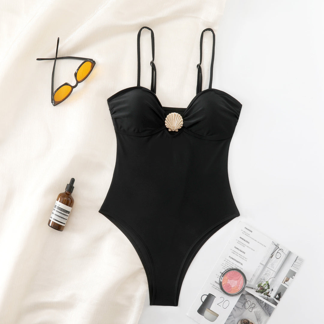 Damen Eleganter Badeanzug mit Muschel-Detail Echo Archiv