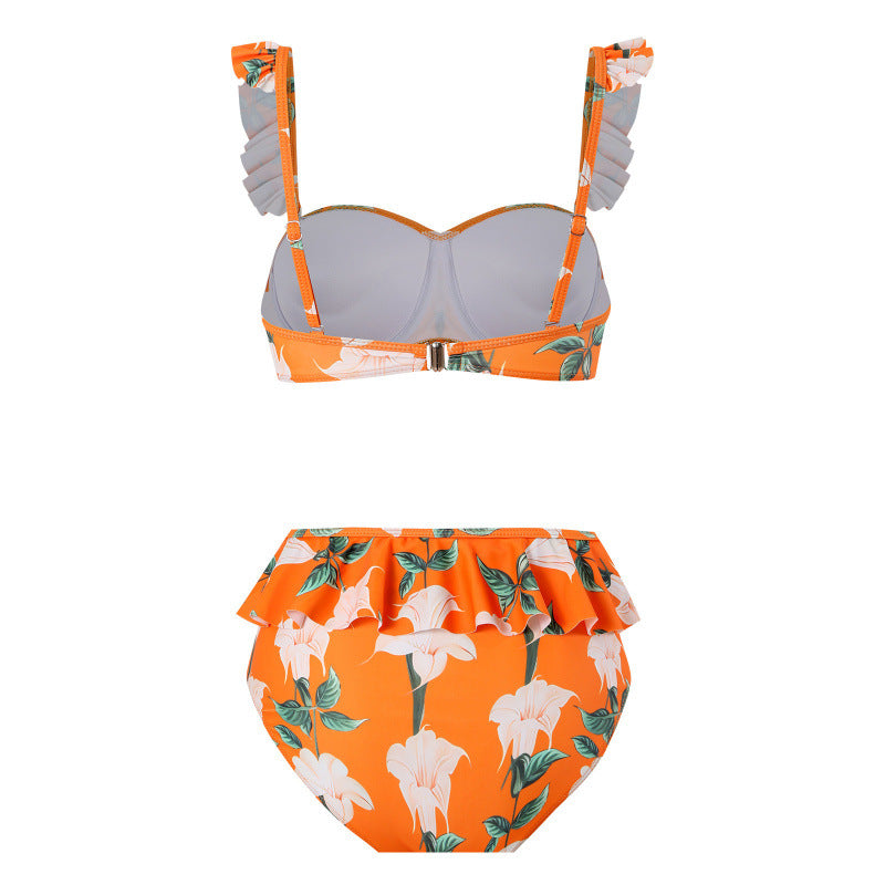 Damen Bikini-Set mit floralem Rüschendesign und elegantem Wickelrock Echo Archiv