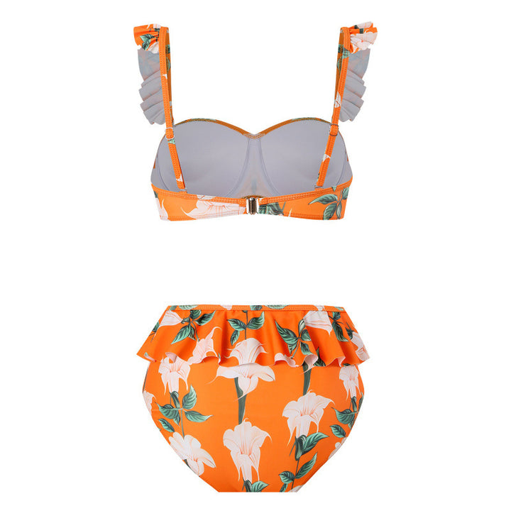 Damen Bikini-Set mit floralem Rüschendesign und elegantem Wickelrock Echo Archiv