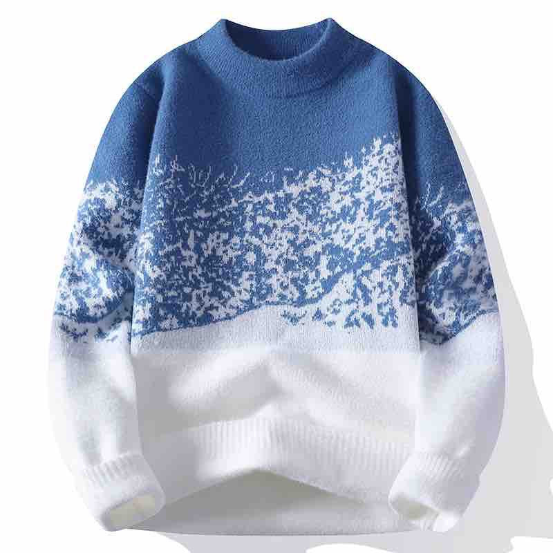 Unisex Oversized Strickpullover mit Jacquardstruktur und Rundhalsausschnitt Echo Archiv