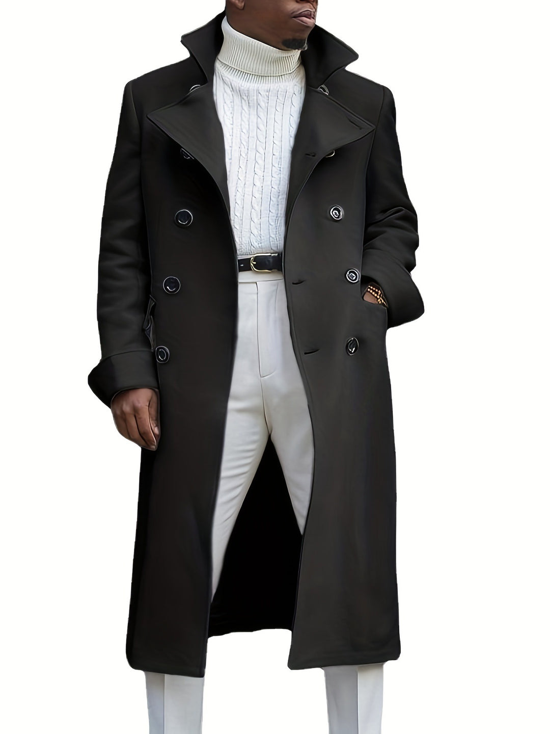 Herren eleganter Langmantel mit doppelter Knopfleiste und modernem Schnitt Echoarchiv