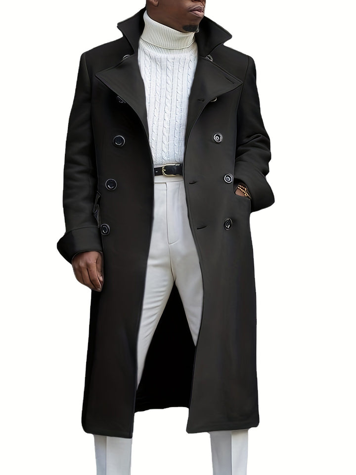 Herren eleganter Langmantel mit doppelter Knopfleiste und modernem Schnitt Echoarchiv