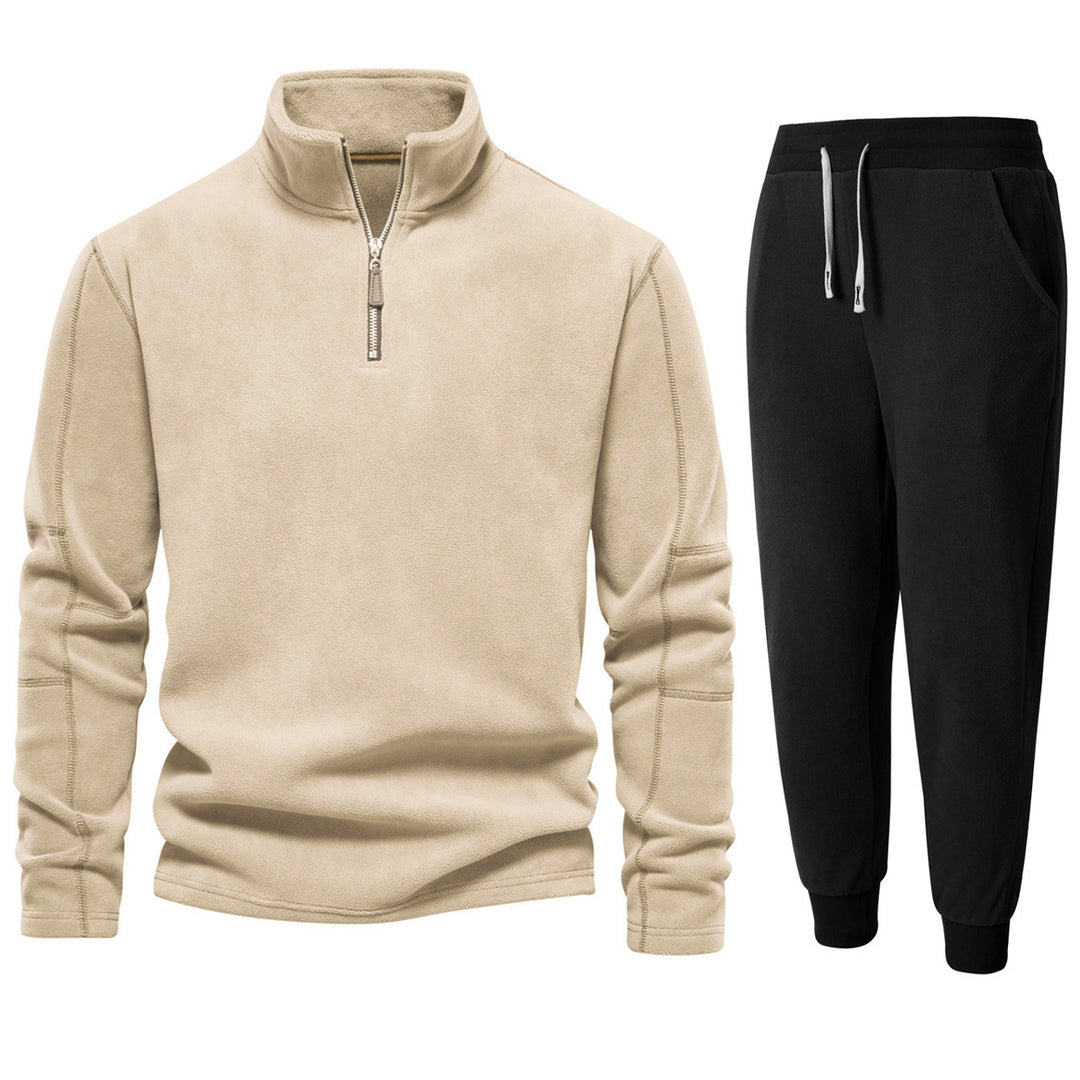 Herren Fleece-Relaxanzug mit Stehkragen und langen Hosen Echoarchiv