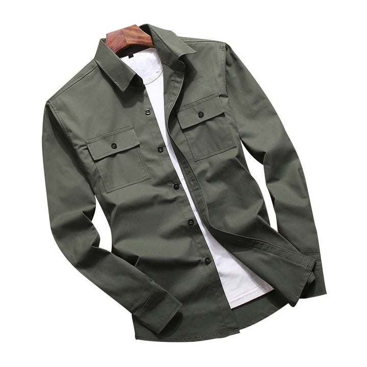 Herren Baumwollmix‑Hemdjacke im Utility‑Look mit Brustpattentaschen – Taviero