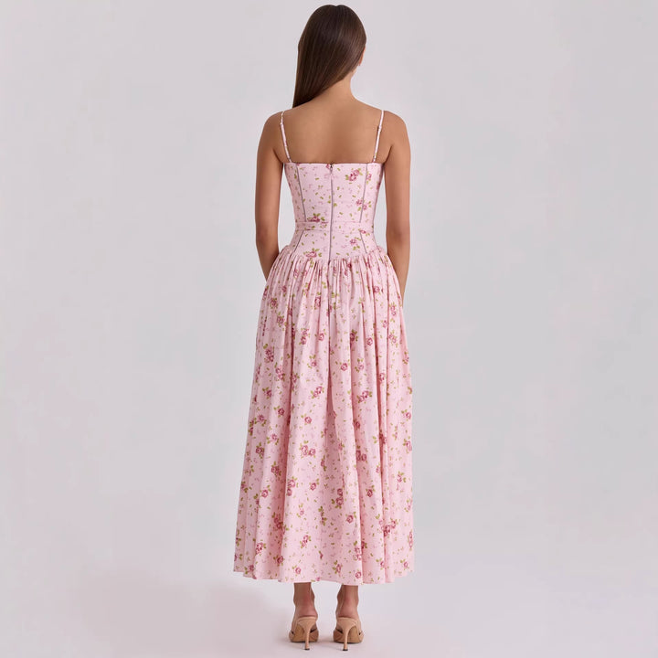 Damen Blumiges Midi-Kleid mit raffiniertem Schnitt Echo Archiv
