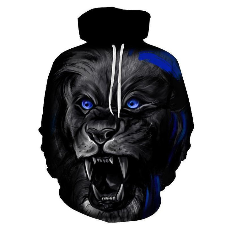 Herren Kapuzenpullover mit kreativer Wolfsgrafik Echoarchiv