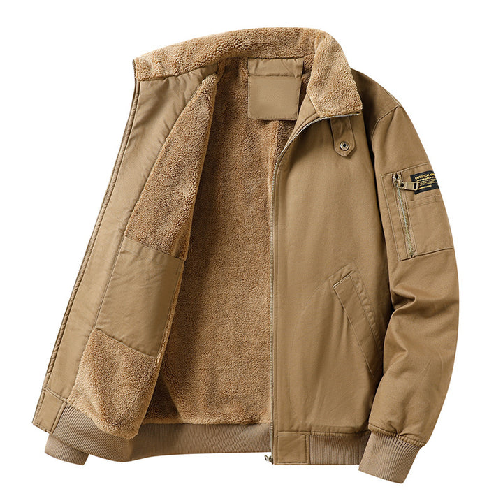 Herren  schwere Sherpa-fütterte thermische Flug-Bomberjacke mit Innenpatch-Taschen und gerippten Abschlüssen Echo Archiv