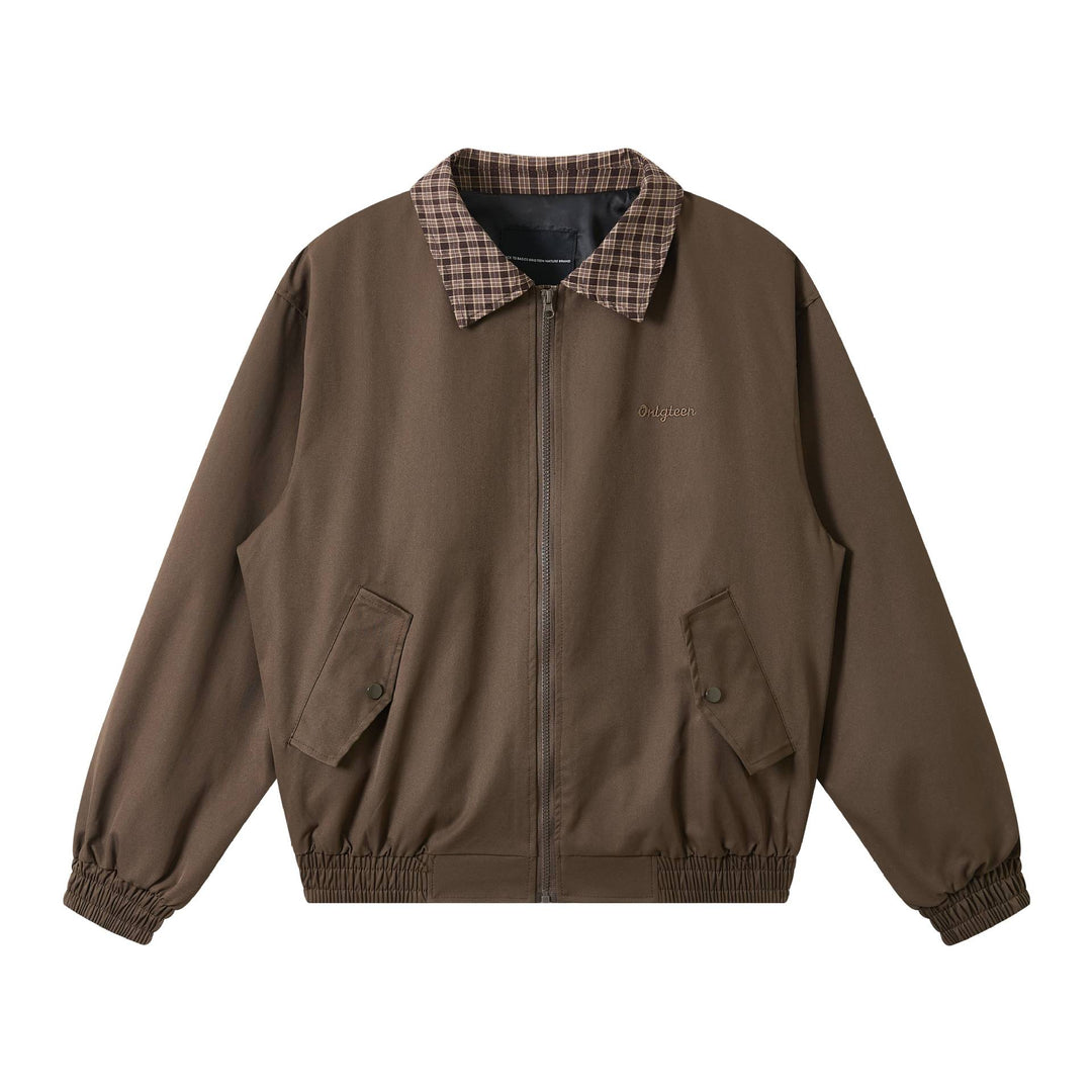 Herren Oversize‑Blousonjacke mit Karokragen und aufgesetzten Pattentaschen Echoarchiv