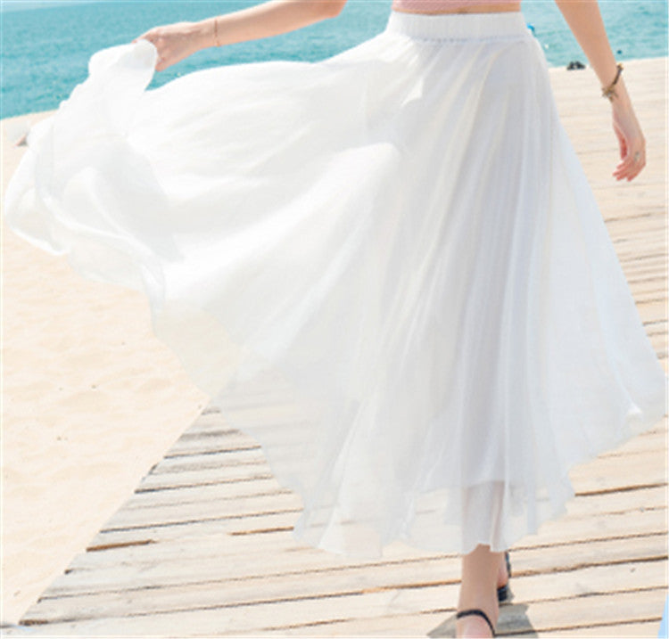 Damen nan fließender Maxirock aus Chiffon mit elastischem Bund und mehrlagigem Volant Echo Archiv