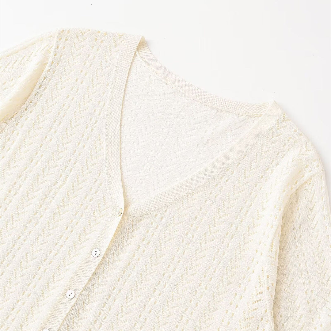 Damen Strick-Crop-Top mit V-Ausschnitt und Knopfverschluss Echo Archiv