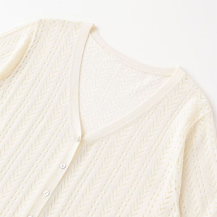 Damen Strick-Crop-Top mit V-Ausschnitt und Knopfverschluss Echo Archiv