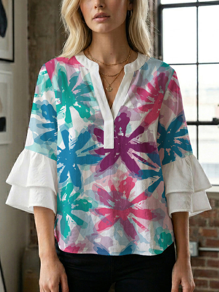 Damen Bluse mit voluminösen Ärmeln und floralem Design Echo Archiv