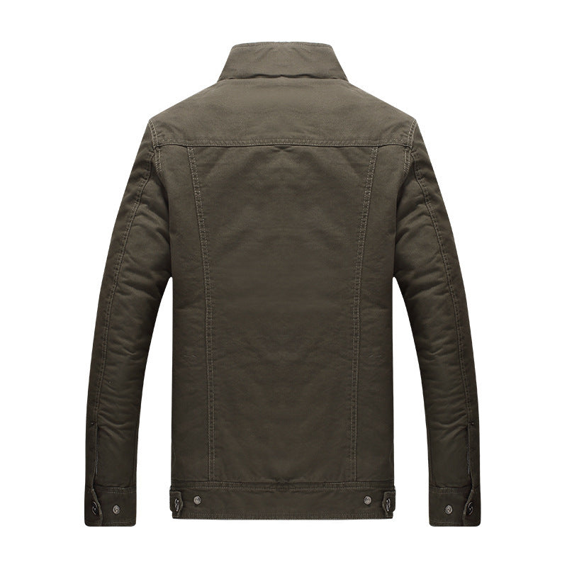 Herren Canvas-Fieldjacke mit Sherpa-Innenfutter, Utility-Taschen und Stehkragen – Taviero