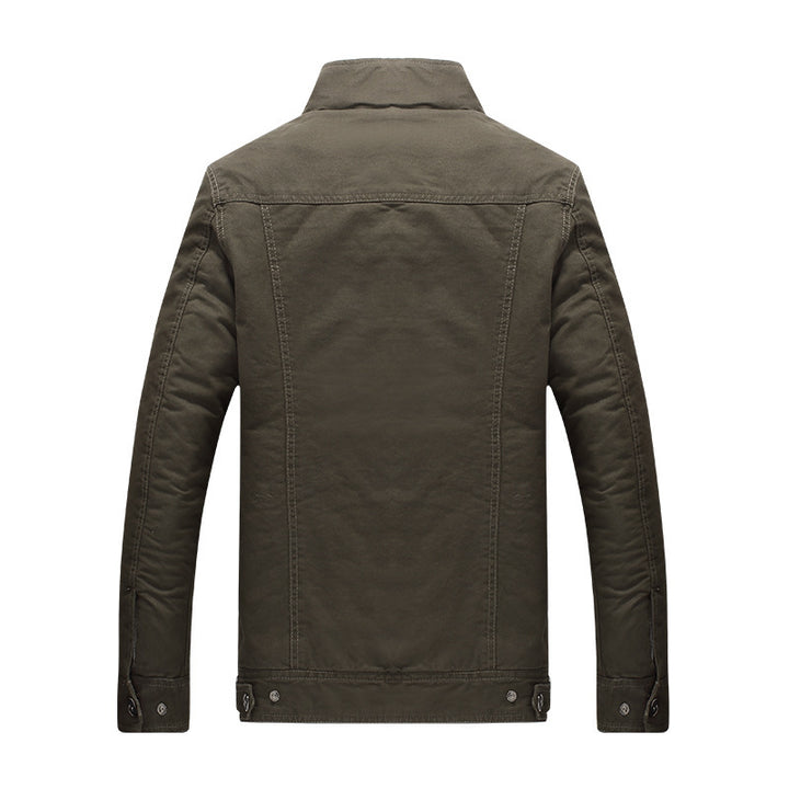 Herren Canvas-Fieldjacke mit Sherpa-Innenfutter, Utility-Taschen und Stehkragen – Taviero