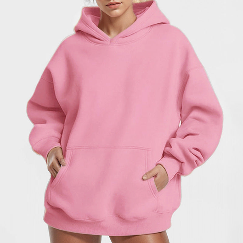 Damen nan extralanges Oversize Kapuzen-Sweatshirt mit Kängurutasche, weichem Fleece-Innenfutter und überschnittener Schulter Echo Archiv