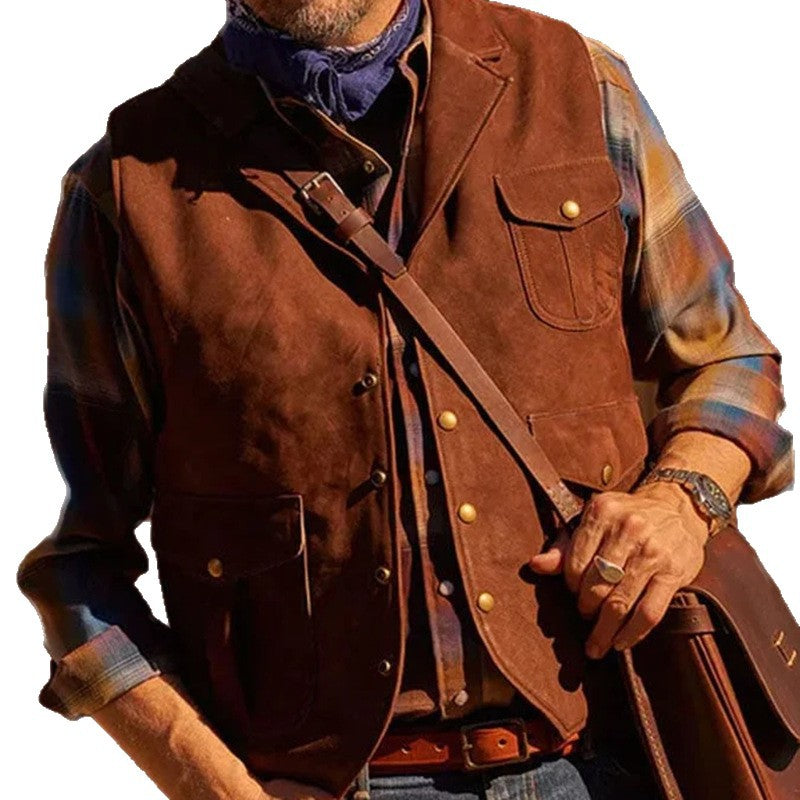 Herren Premium Wildlederweste mit funktionalen Taschen und klassischem Schnitt Echoarchiv