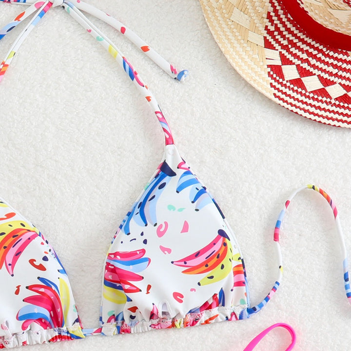 Damen Triangel-Bikini mit verspieltem Farbdesign und verstellbaren Bindebändern Echo Archiv