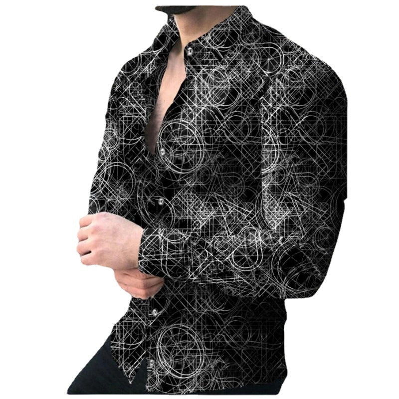 Herren Langarmhemd mit modernem Technologie-Design Echoarchiv