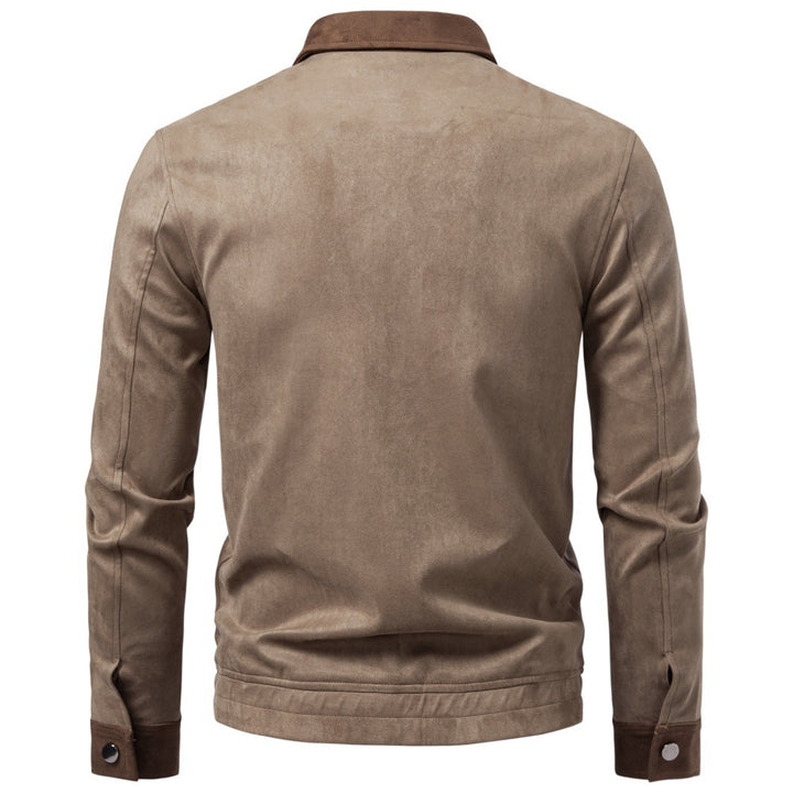 Herren Velourslederjacke im Field-Stil mit Cordkragen und aufgesetzten Taschen Echoarchiv