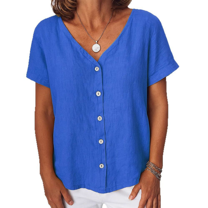 Damen Leinenbluse mit Knopfdetails Echo Archiv