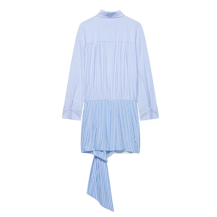 Damen Langarm-Bluse mit asymmetrischem Knoten-Design und feinen Streifen Echo Archiv