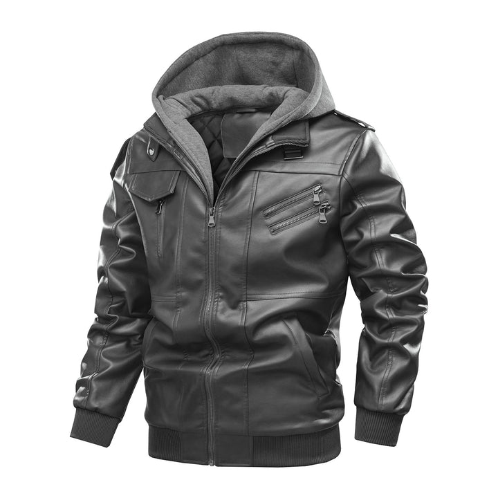Herren Lederjacke mit herausnehmbarer Kapuze Echoarchiv