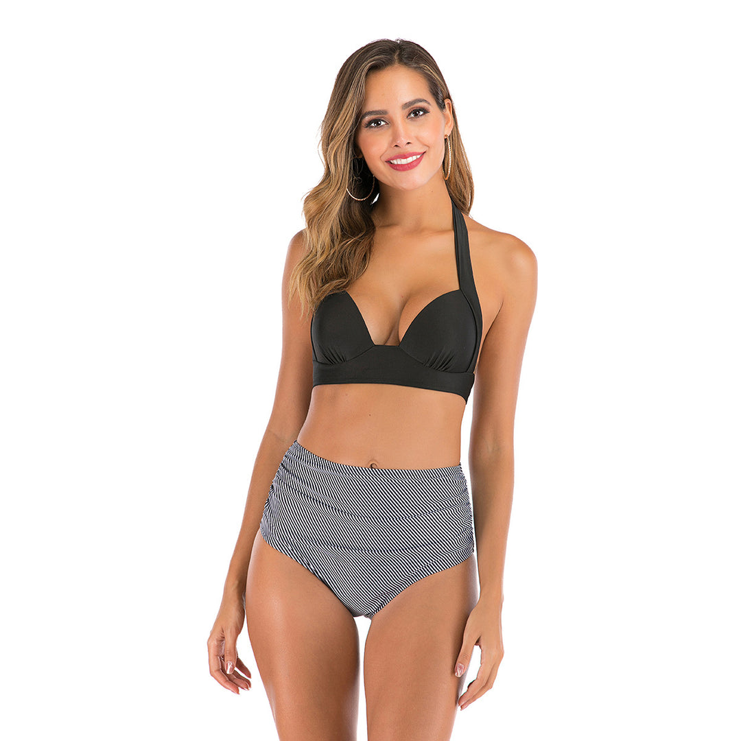 Damen Hochtaillierter Bikini mit tiefem Ausschnitt und trendigem Tiermuster Echo Archiv