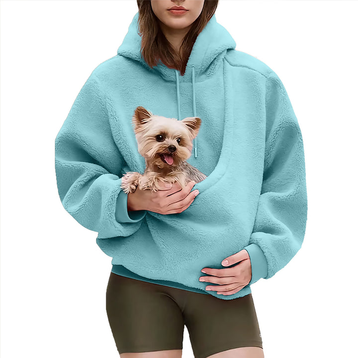 Damen nan Oversize Sherpa-Hoodie mit integriertem Haustiertaschen-Design Echo Archiv