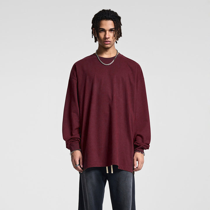 Herren Oversize-Langarmshirt mit überschnittener Schulter und Rundhalsausschnitt Echo Archiv
