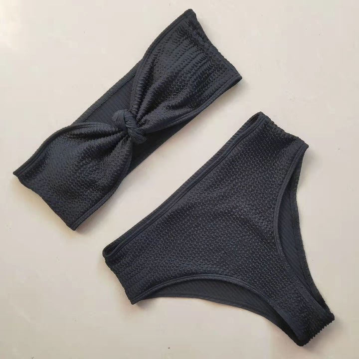 Damen Bikini-Set mit strukturierter Oberfläche und modischem Knoten Echo Archiv
