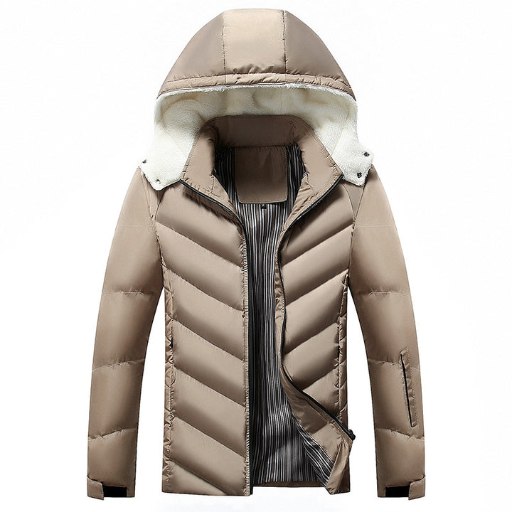 Herren gefütterte Winterjacke mit abnehmbarer Kapuze und hohem Kragen Echoarchiv