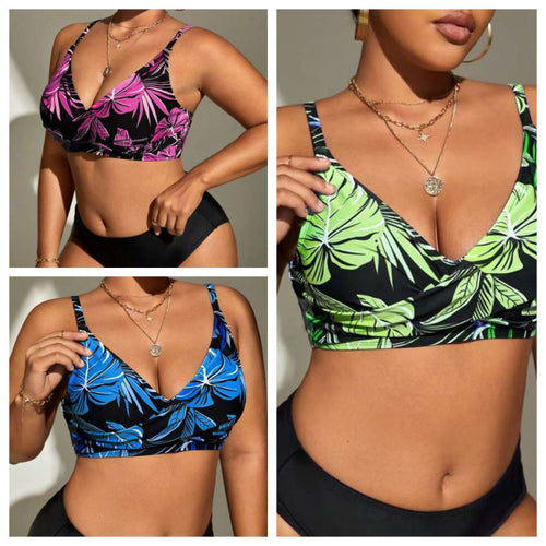 Damen Bikini-Top mit tiefem V-Ausschnitt und floralem Design Echo Archiv