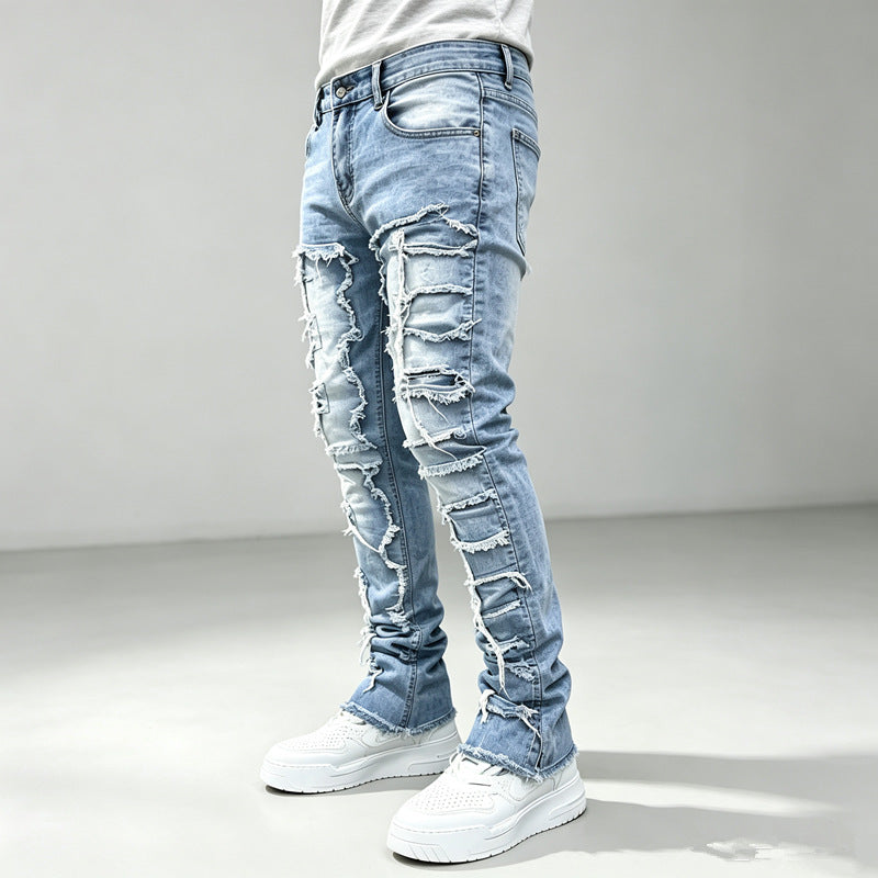 Herren Modische Ripped Jeans mit kreativen Destroyed-Details Echoarchiv