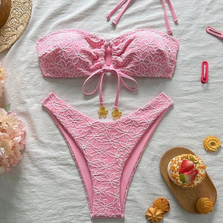 Damen Bandeau-Bikini mit floralen Applikationen Echo Archiv