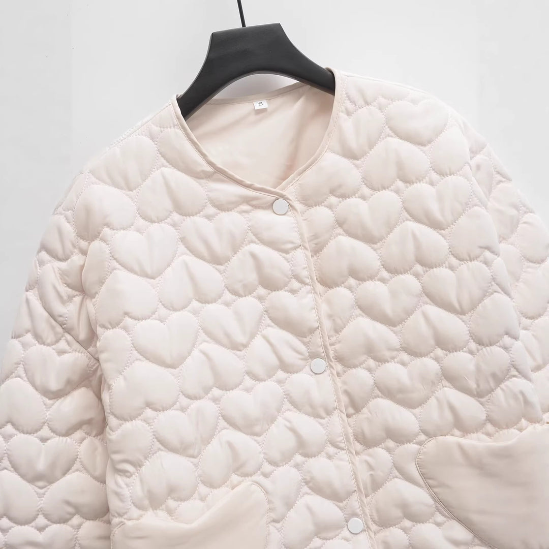 Damen Gesteppte Boxy-Übergangsjacke mit Herzsteppung und Herztaschen Echoarchiv