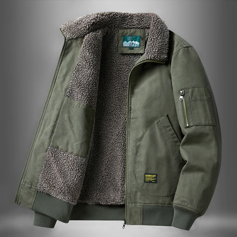 Men's sherpa-lined canvas flight jacket with ribbed trims and interior stash pockets – Taviero
