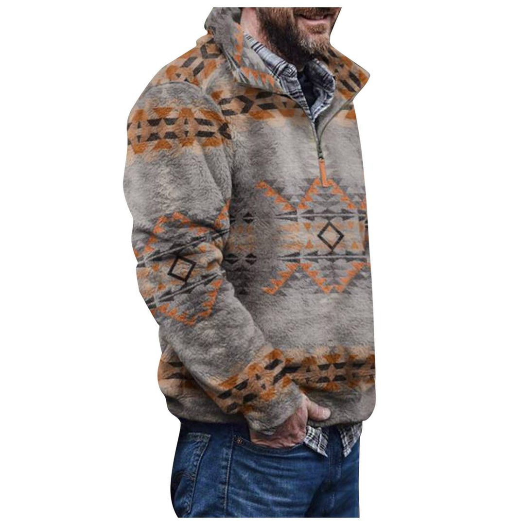 Herren Pulloverjacke mit farbenfrohem, geometrischem Design und praktischer Brusttasche Echoarchiv