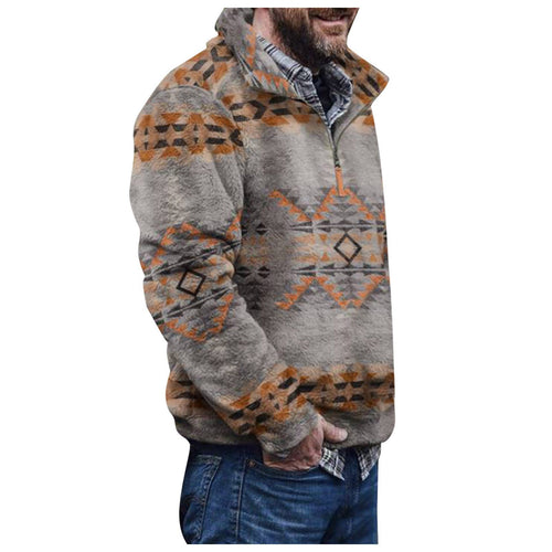 Herren Pulloverjacke mit farbenfrohem, geometrischem Design und praktischer Brusttasche Echoarchiv