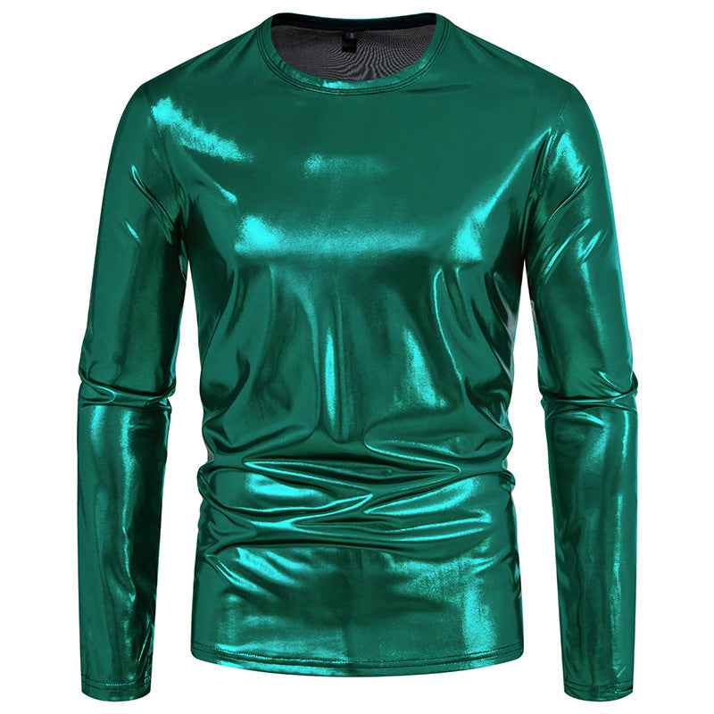 Herren stylisches Langarmshirt aus glänzendem Material Echoarchiv