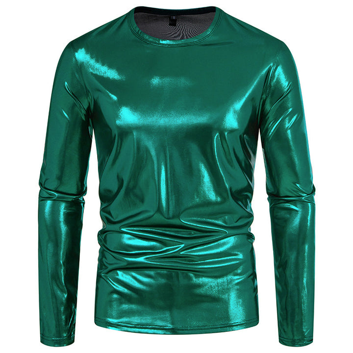 Herren stylisches Langarmshirt aus glänzendem Material Echoarchiv